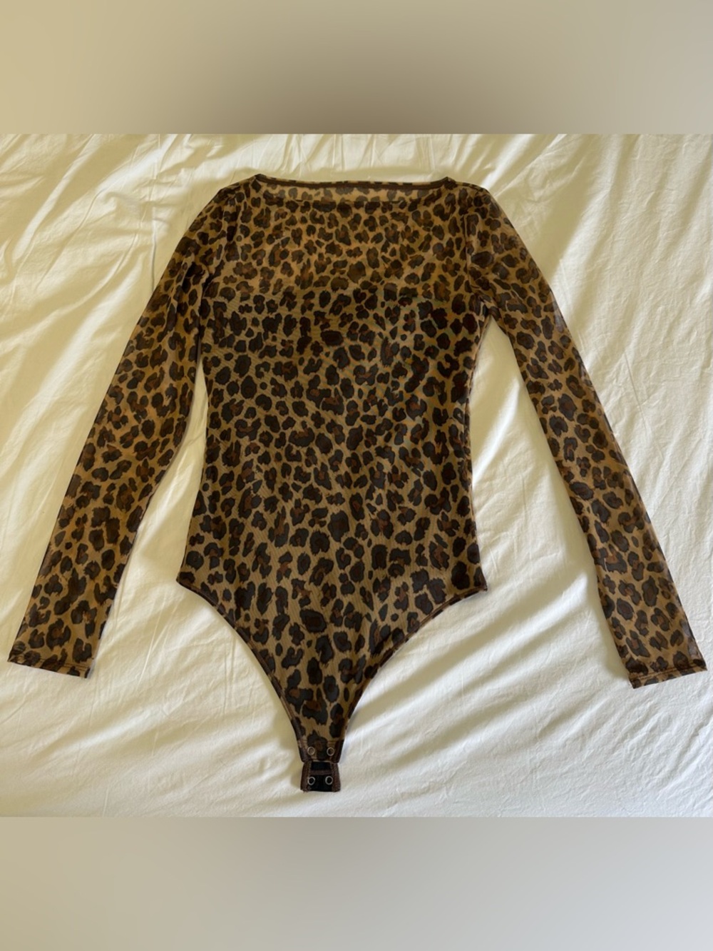 Abercrombie & Fitch Leopard Print Long-Sleeve One-Piece Bodysuit - XS